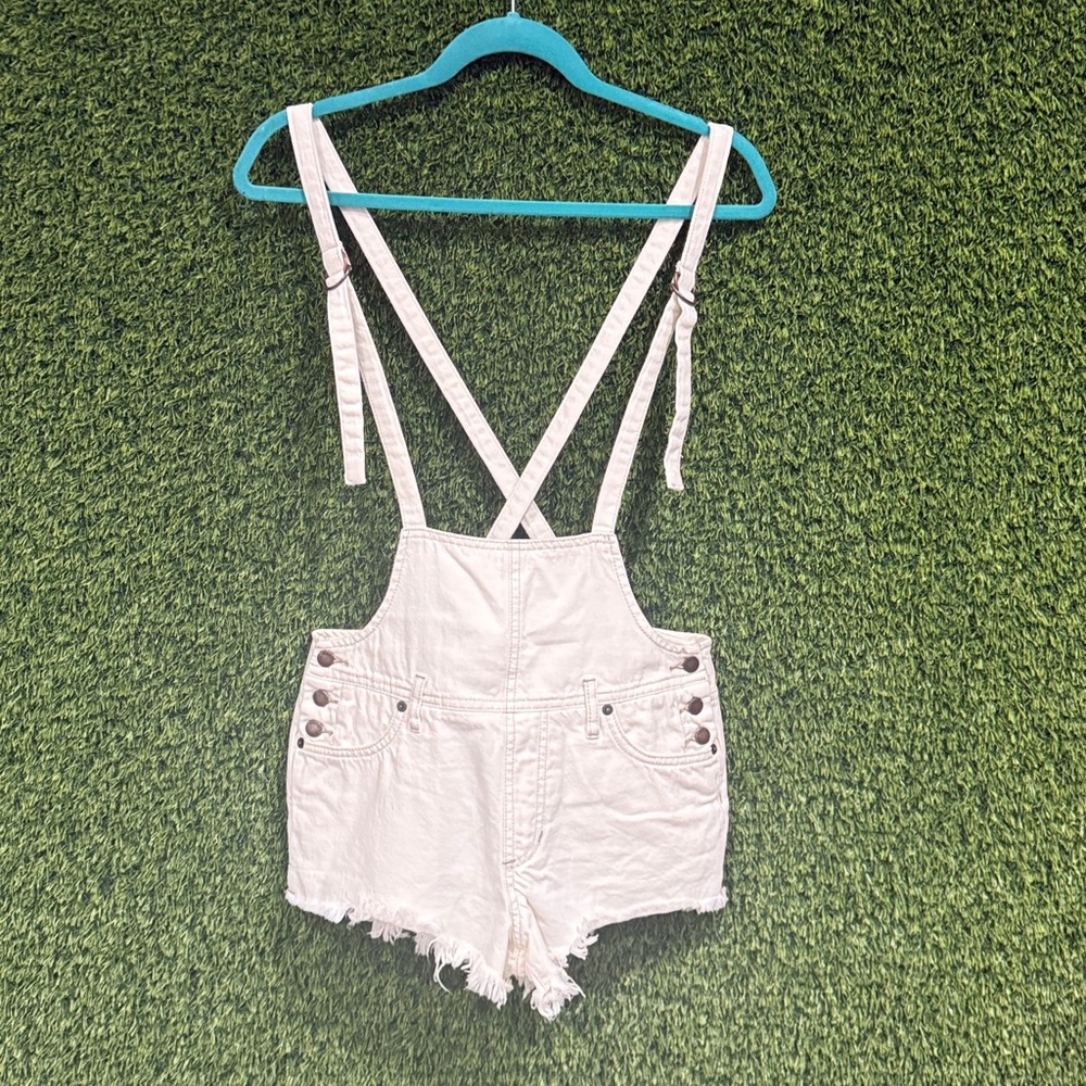 We The Free White Shortalls Overalls Shorts Cutoff Jean 25